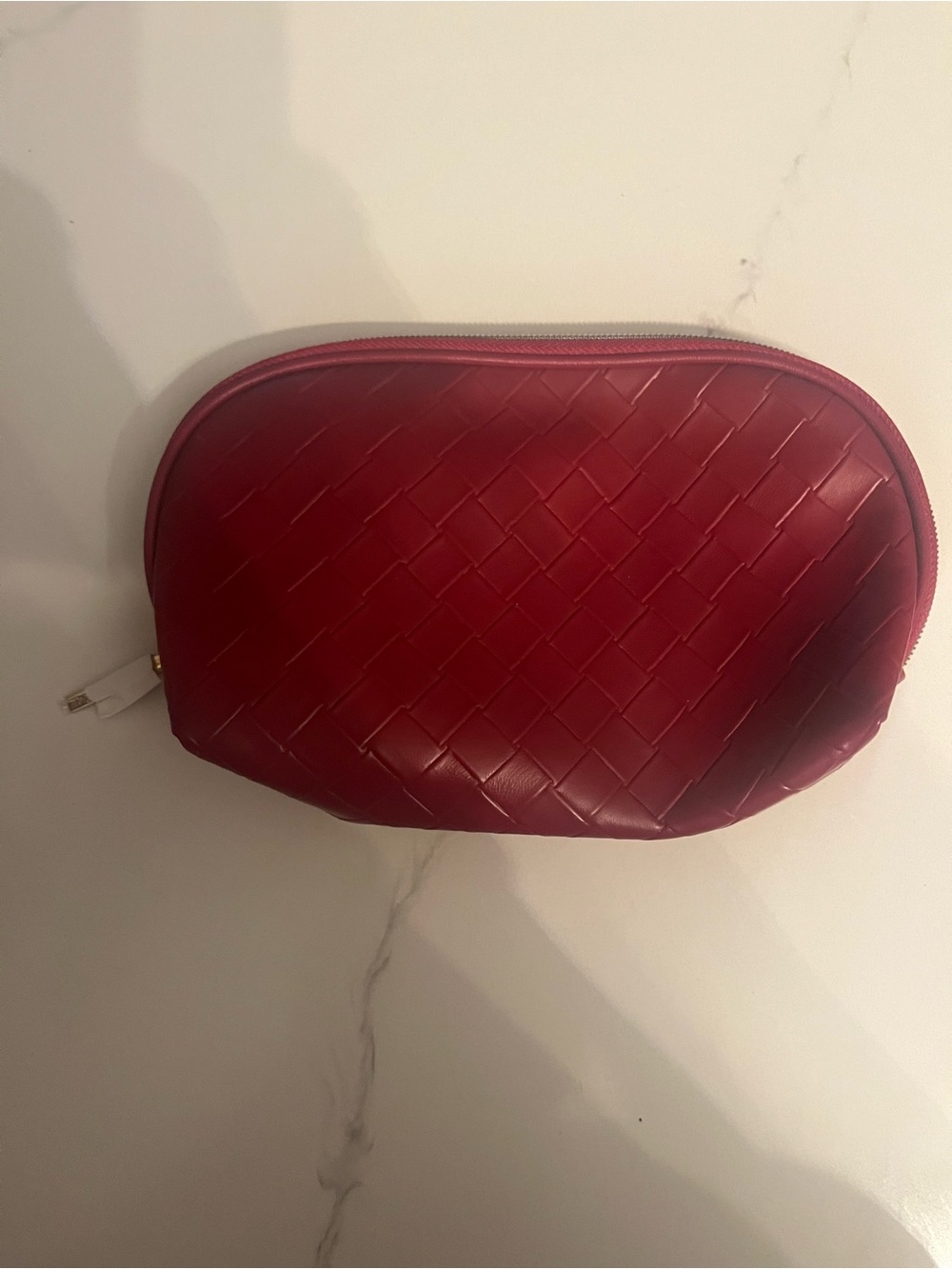 Lancôme Red Woven Cosmetic Pouch - Women's Travel Makeup Bag